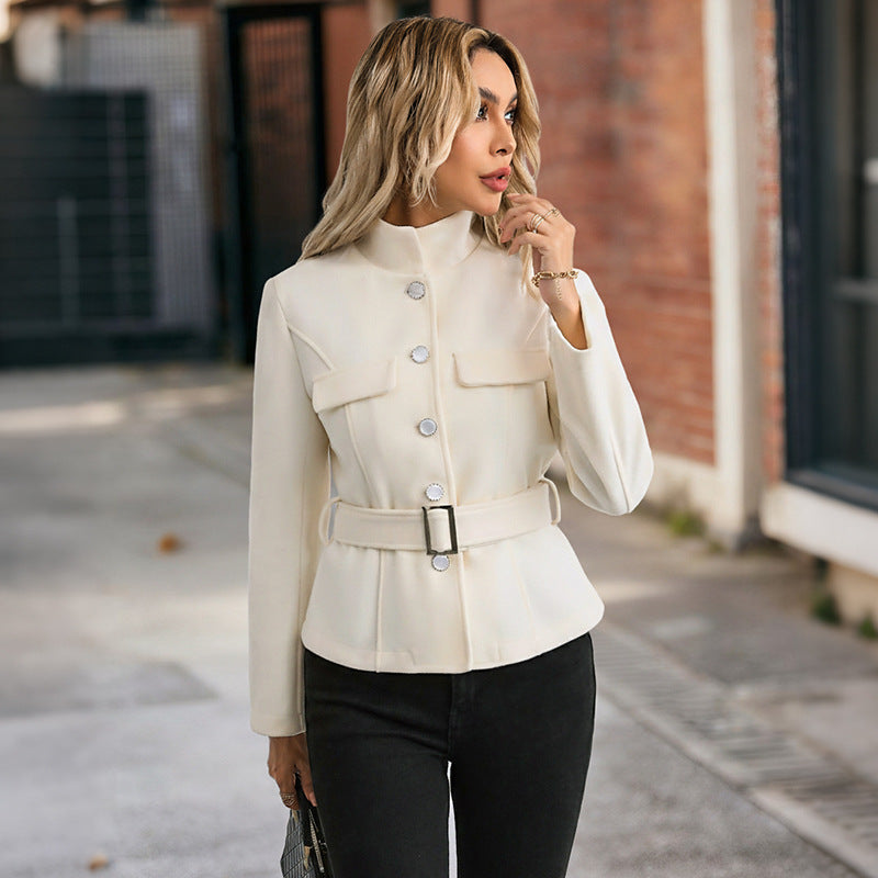 Elegant Commute Style With Stand-up Collar Coats