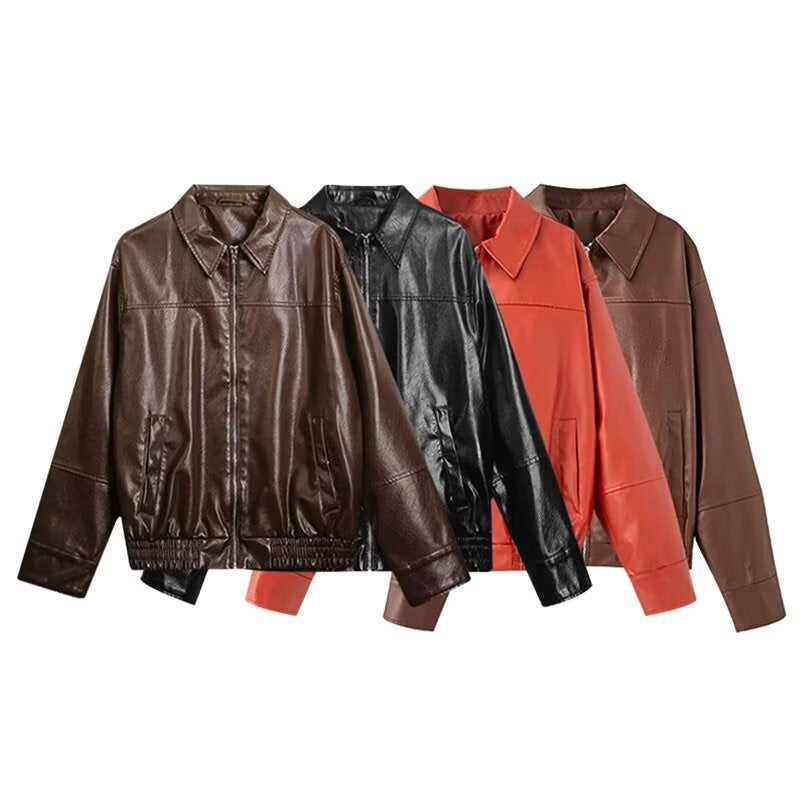 Women's Trendy Wild Faux Leather Bomber Jackets