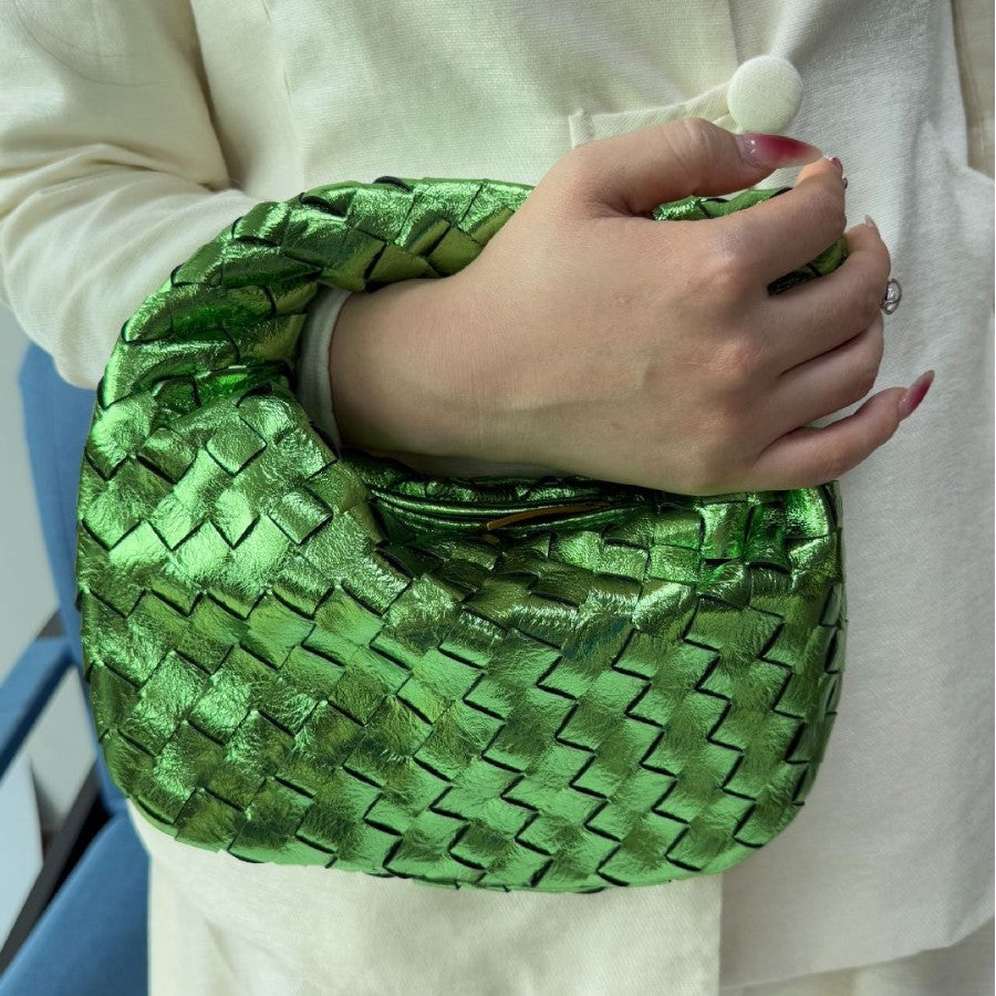 Elegant Dumpling Pleated Knotted Hand-woven Croissant Bags