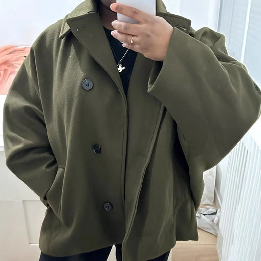 Women's Street Fashion Casual Woolen Thick Overcoat Shorts