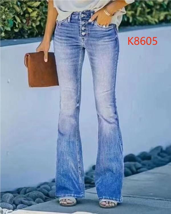 Elegant Slimming Digital Printing Imitation Denim Women's Jeans