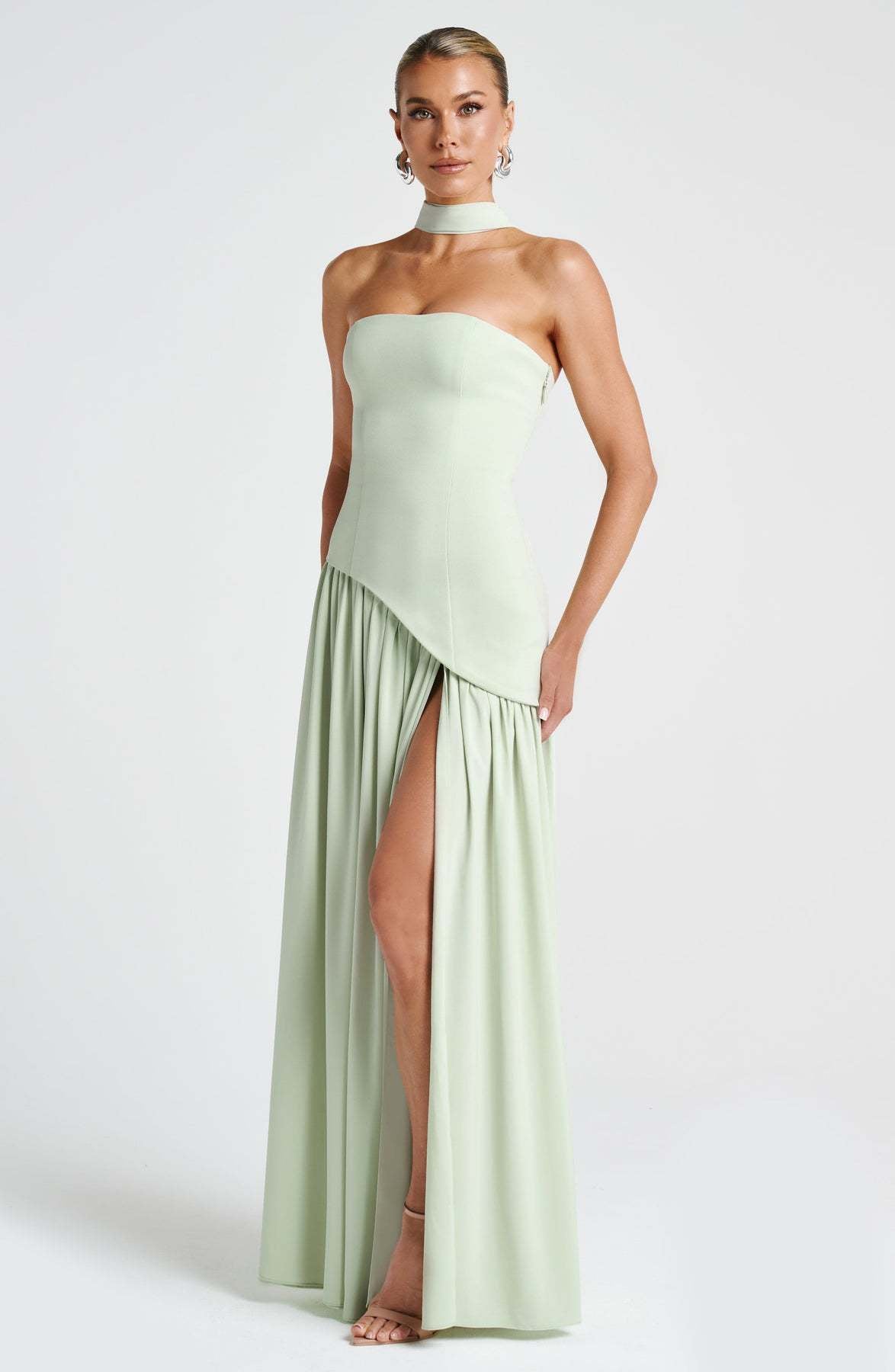 Women's Tube Pure Color Split Dress Fashion Sexy Dresses