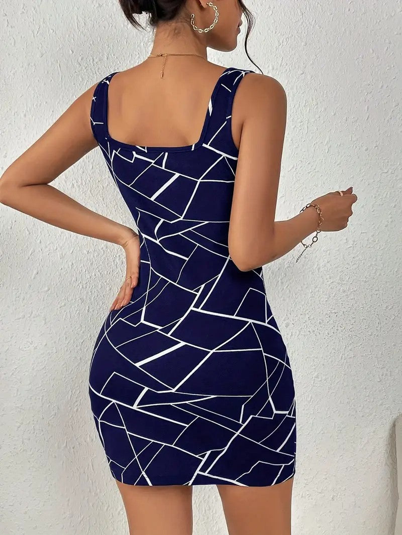 Women's Strap Temperament Printed Sexy Hot Slim Fit Dress