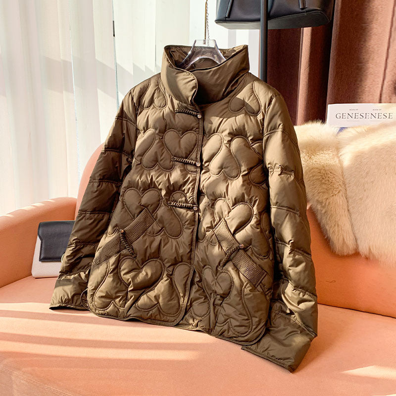 Chinese Style Retro Buckle Lightweight Down Female Jackets