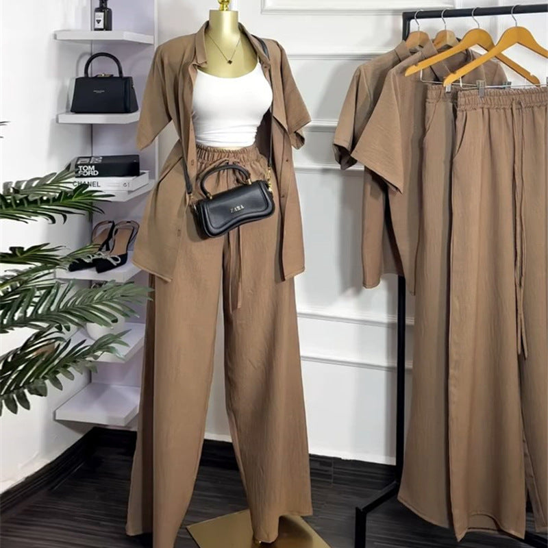 Women's Polo Collar Loose Sleeve Shirt Wide Suits