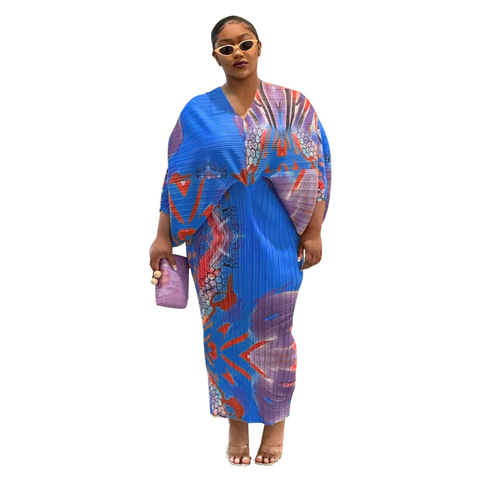 Women's Autumn Batwing Sleeve Printed Dress Dresses