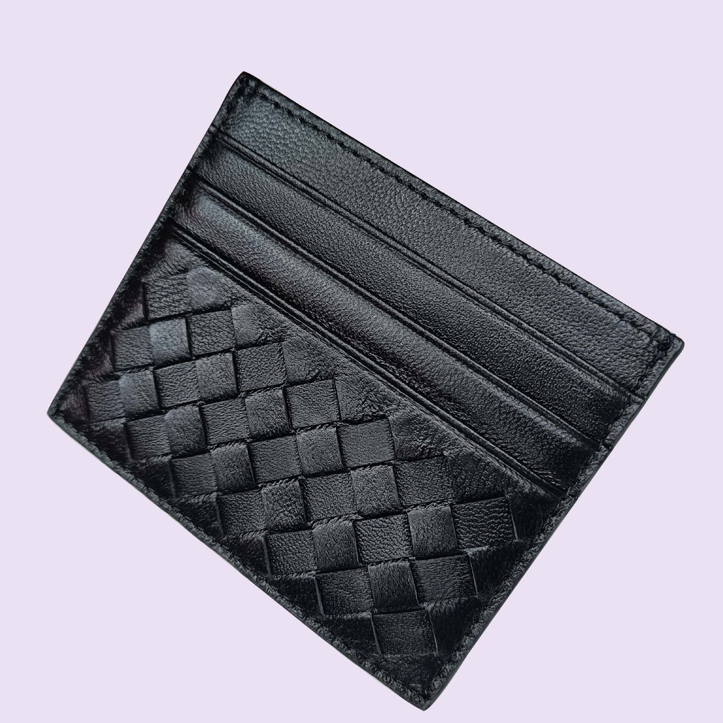 Women's & Men's & Name Sheepskin Woven Lightweight Clamp Card Holder