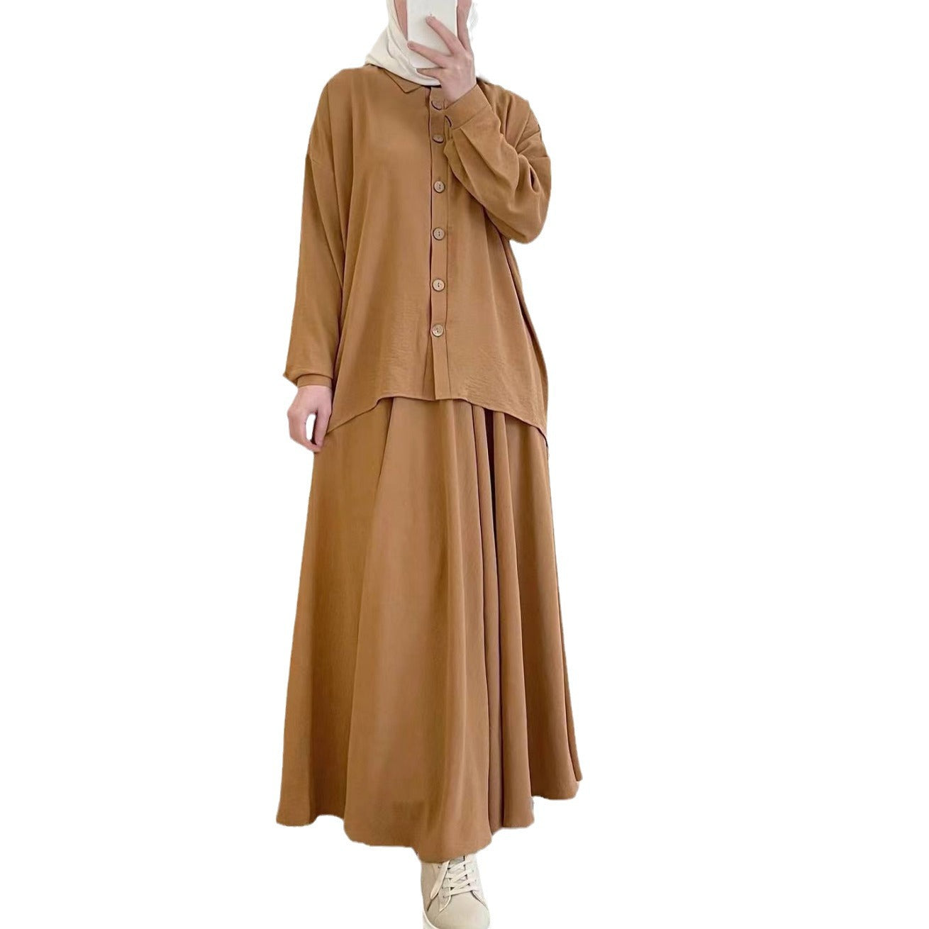 Women's Spring Muslim Loose Long Sleeve Shirt Suits