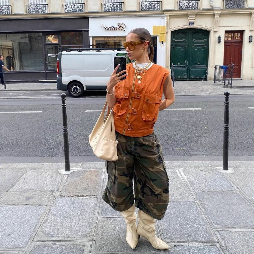 Women's Street Hipster Fashion Casual Camouflage Tooling Pants