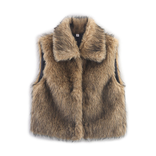 Women's Graceful Street Fashion Leather Fur Vests