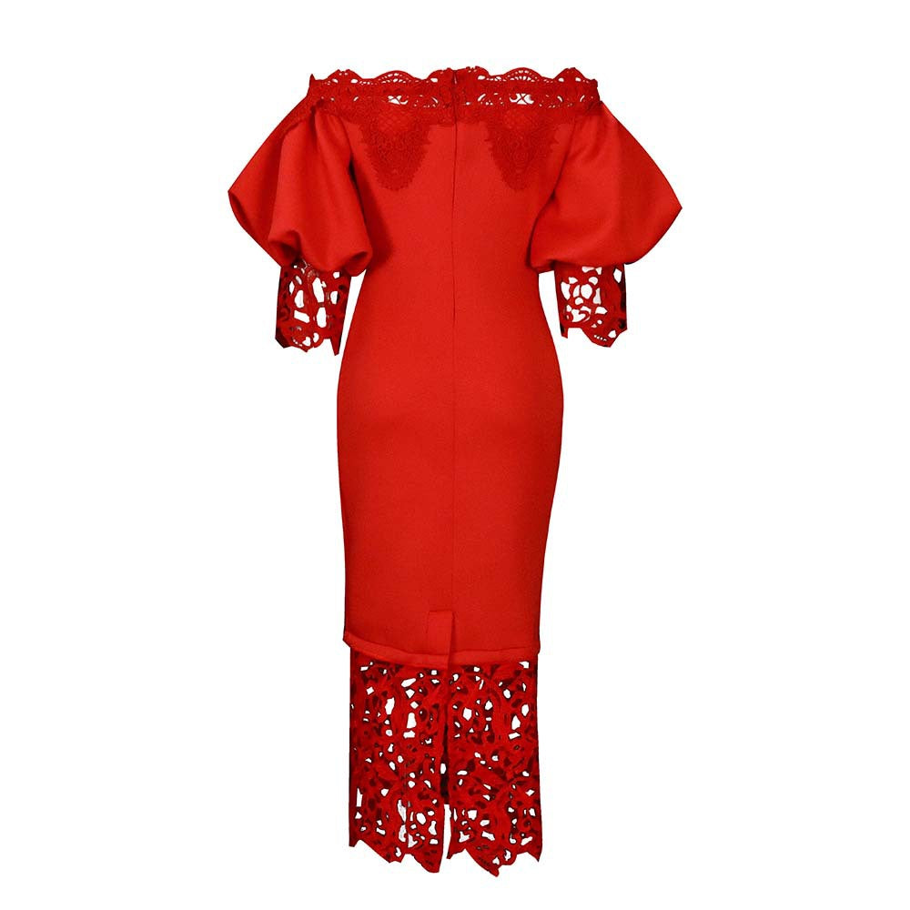 Women's Large Fashionable Elegant Lace Stitching Bridesmaid Dresses