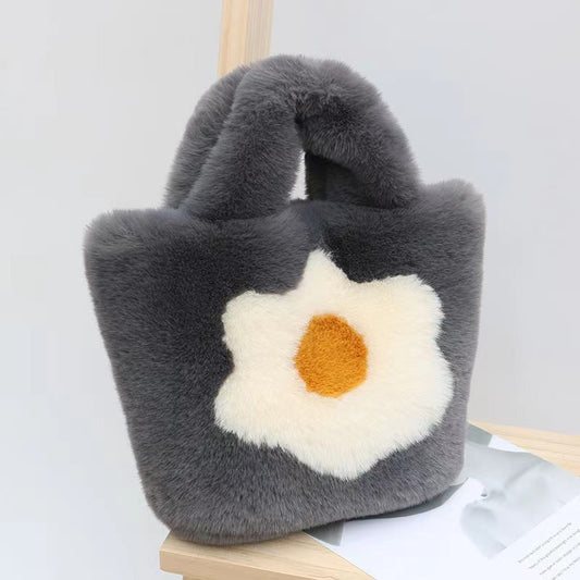 Women's Fashion Plush Portable Fur Large Capacity Shoulder Bags