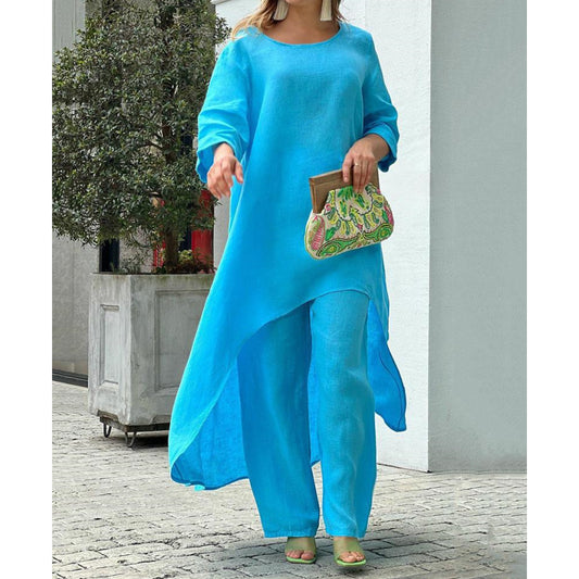 Women's Cotton Linen Fashion Casual Irregular Long Suits