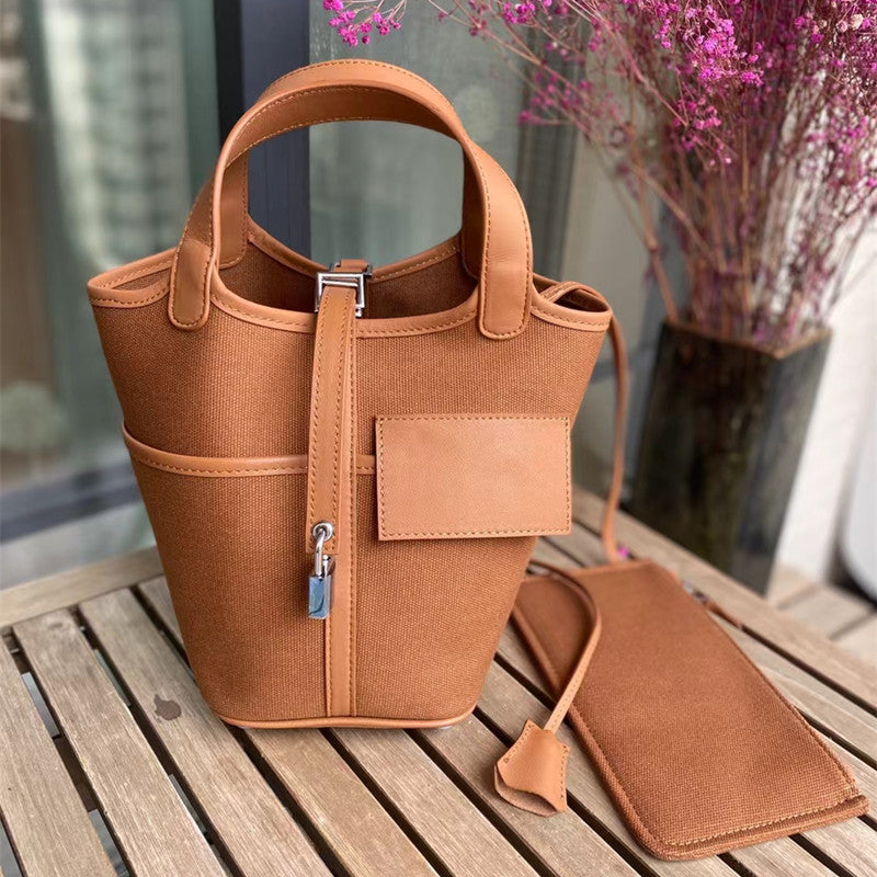 Attractive Canvas Vegetable Basket Pocket Fashion Bucket Bags