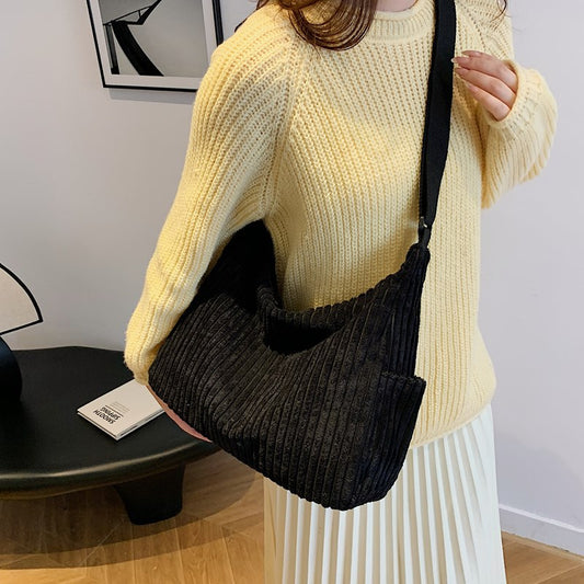 Trendy Corduroy Large Capacity Commute Minimalist Crossbody Bags