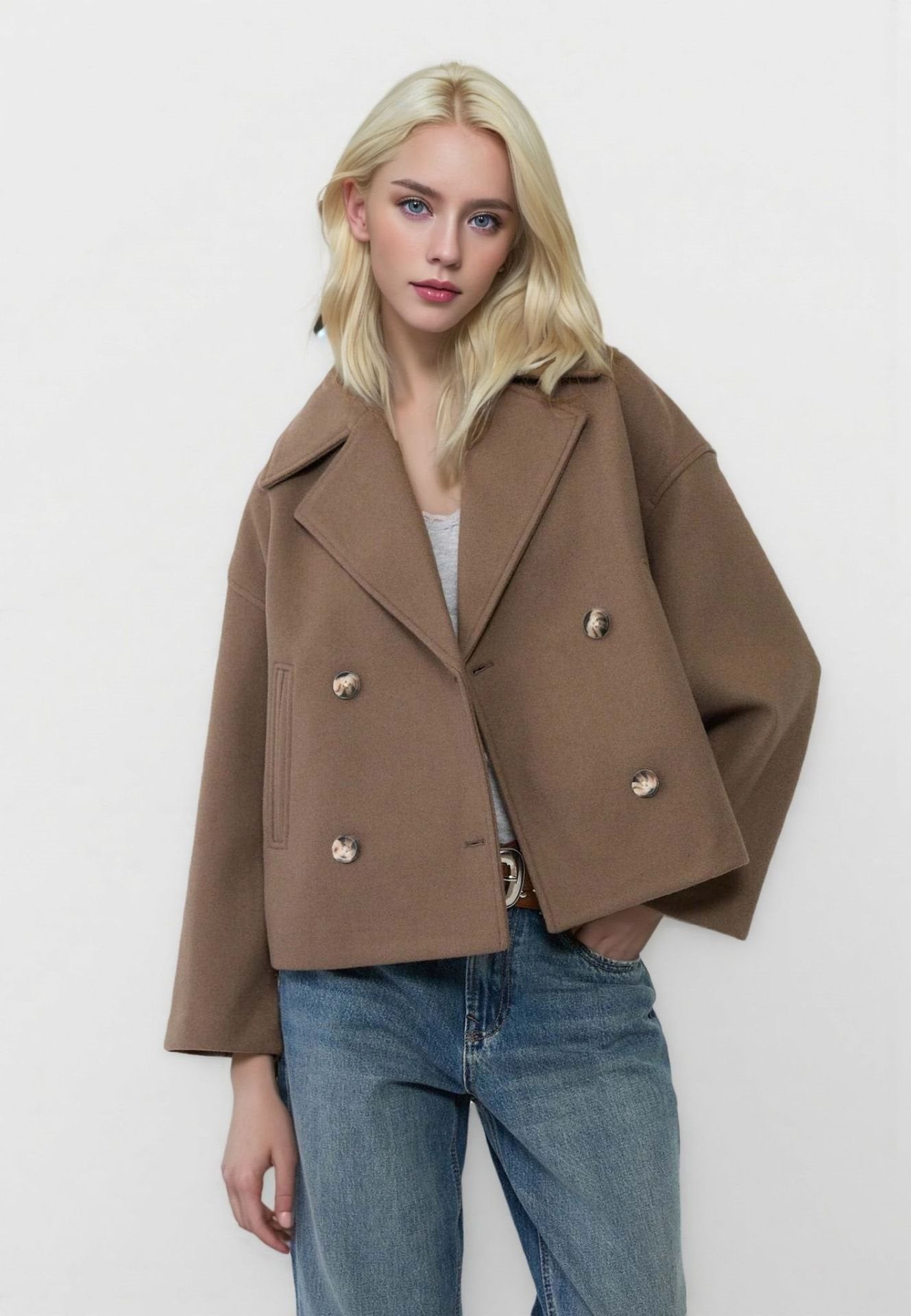 Women's Autumn Fashion Temperament Commute Lapel Double Coats