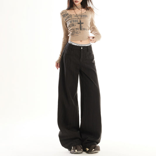 Women's American Dark Gray Early High Waist Loose Women's Jeans