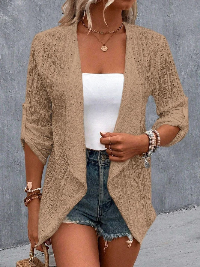 Women's Solid Color Casual Sleeve Middle Button Women's T-shirt