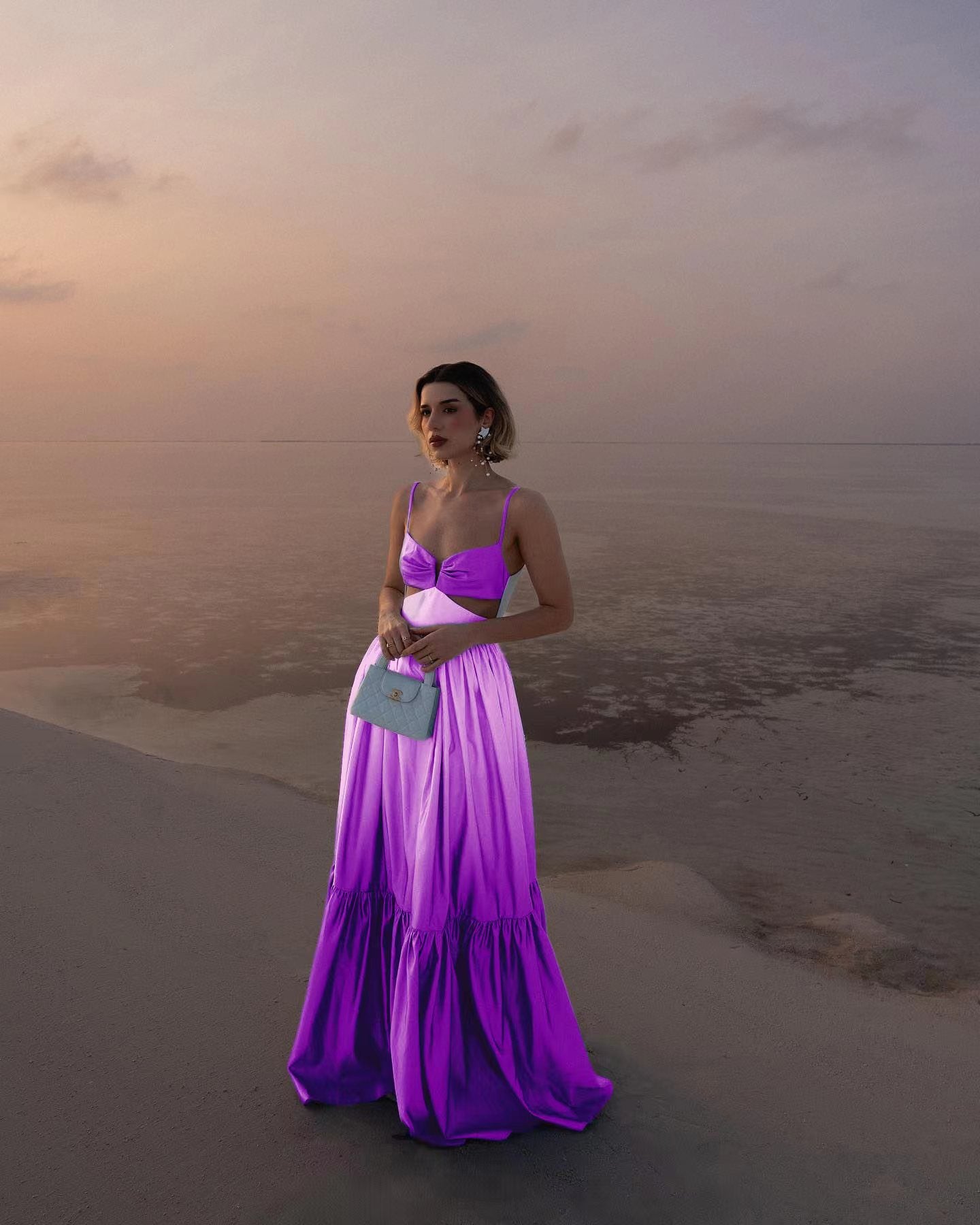 Summer Strap Gradient Color Backless Sleeveless Dress