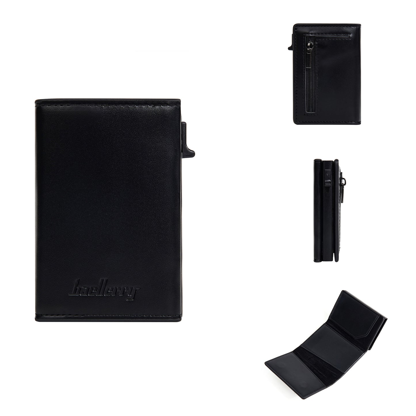 Men's Automatic Pinball Side Push Clamp Zipper Card Holder