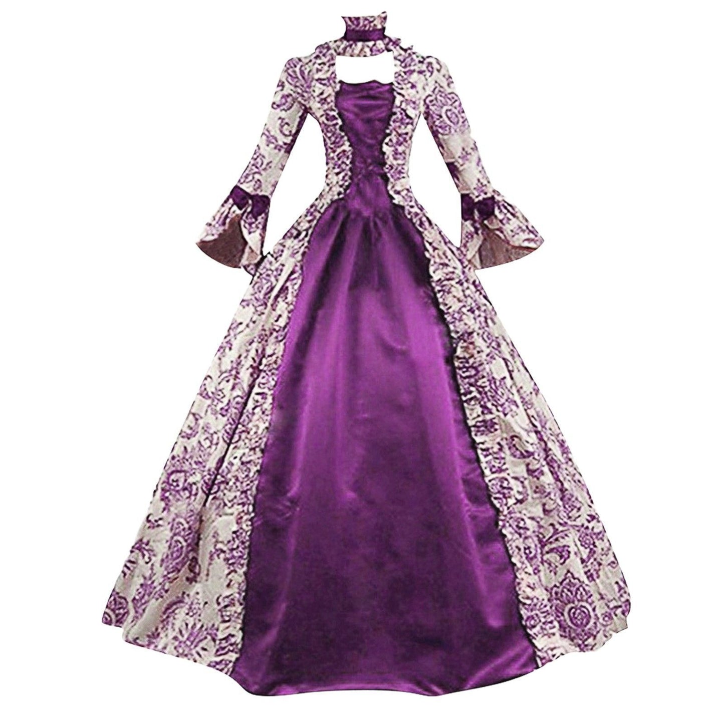 Retro Long Sleeve Dress Printed Elegant Dresses