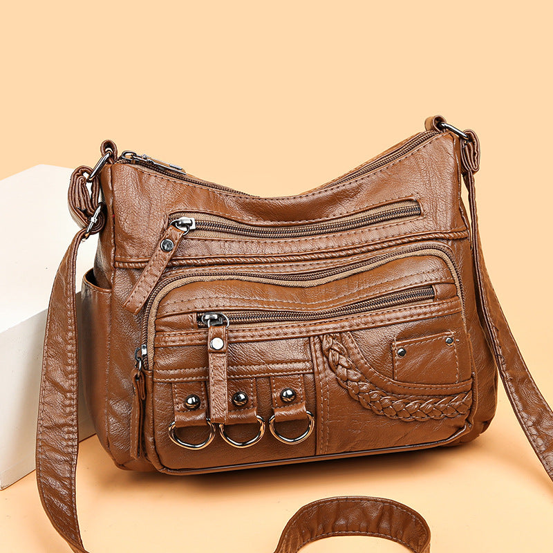 Women's Innovative Mother's Trendy Washed Leather Crossbody Bags