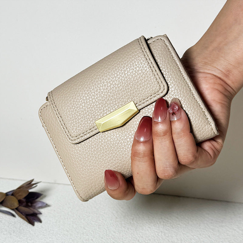 Women's Lychee Pattern High Sense Folding Multiple Ladies Wallets