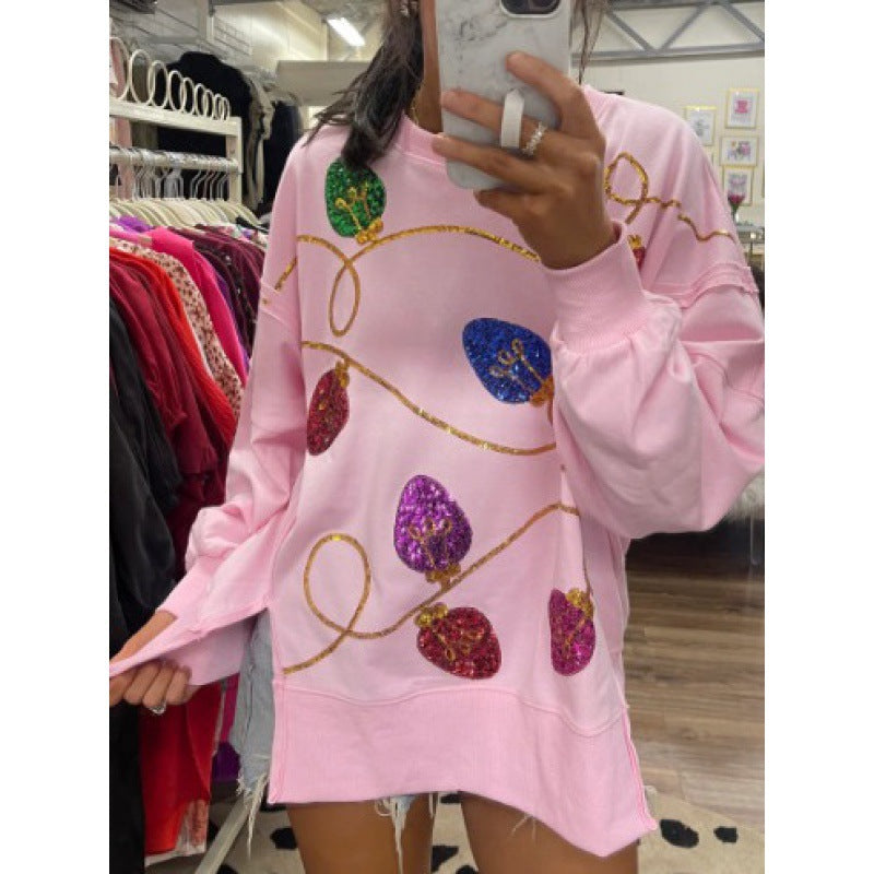 Women's Fashion Trend Sequined Long Sleeve Pullover Sweaters