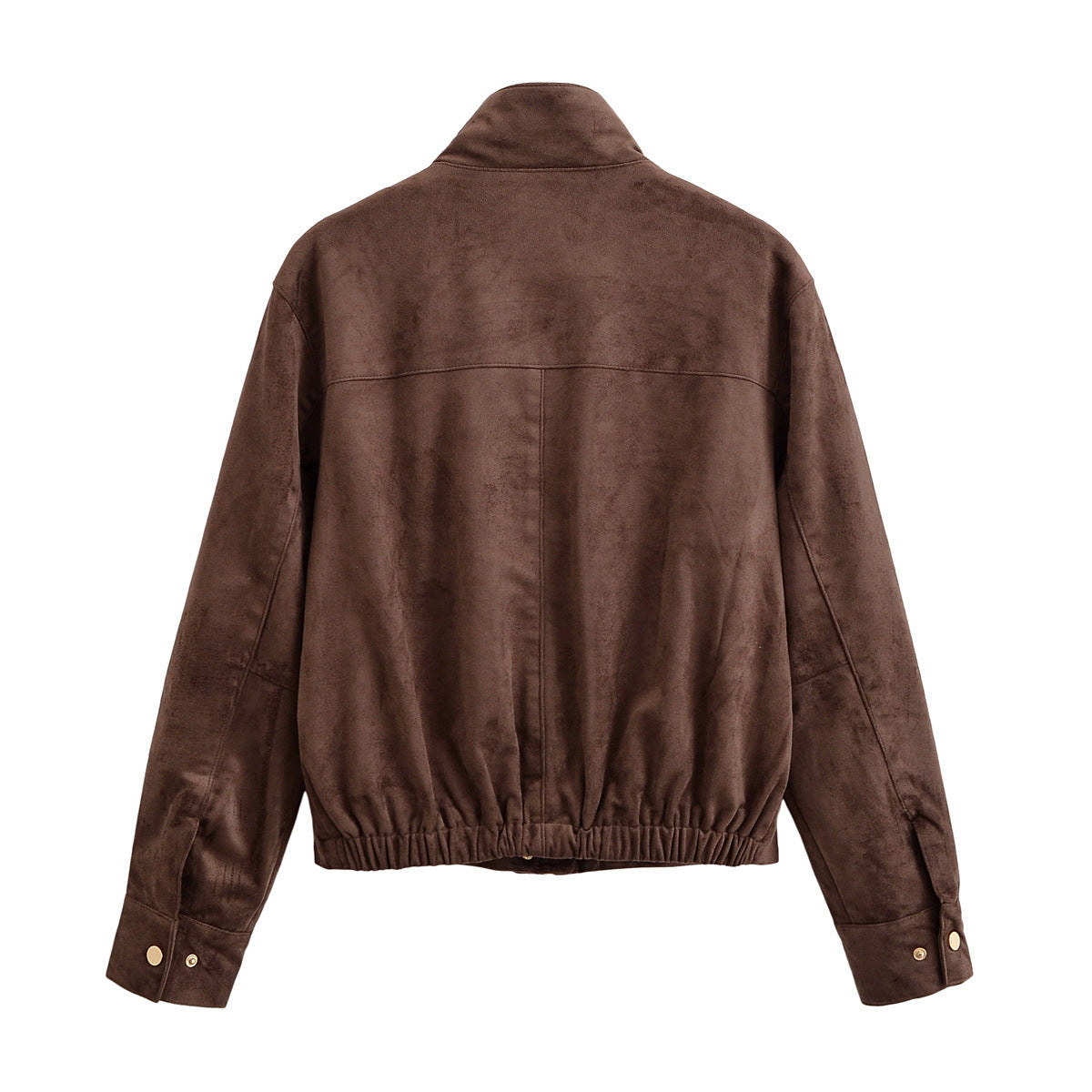 Women's Stand Collar Single-breasted Suede Fabric Jackets