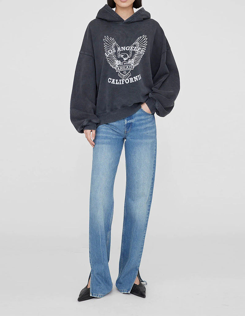 Women's Old Eagle Fried Color Washed Water Sweaters