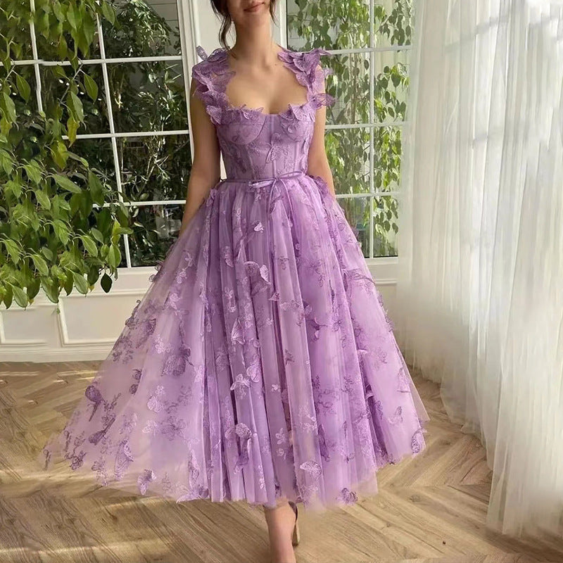 Women's Dress Tulle Spaghetti Straps Sleeveless High Slit Wedding Dresses