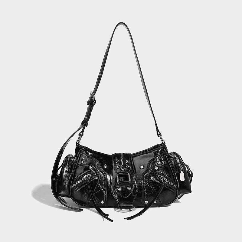 Retro Style Fashion Studded Design Oil Handbags