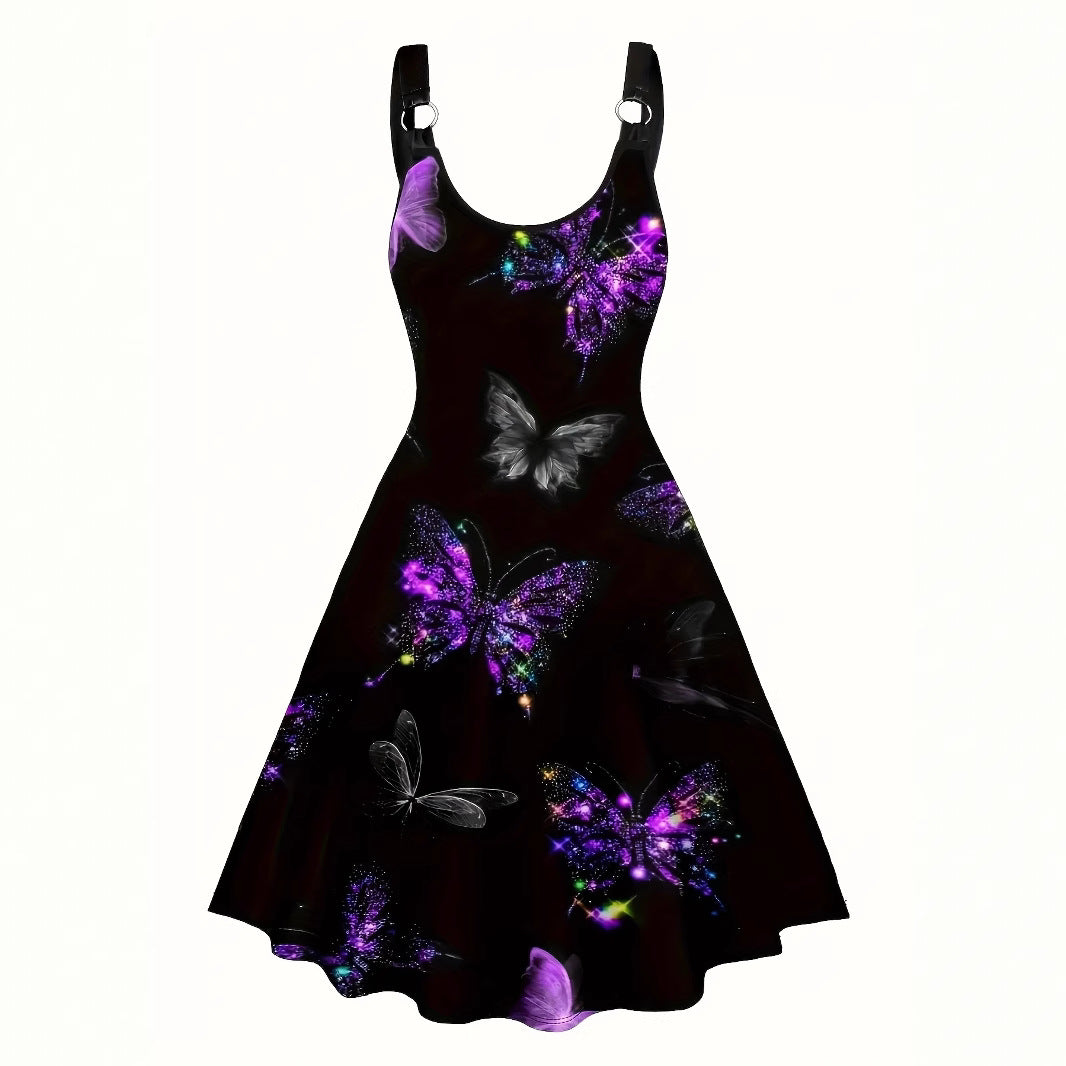 Women's Fashion Wear Summer Sexy Three-dimensional Butterfly Printing Dress