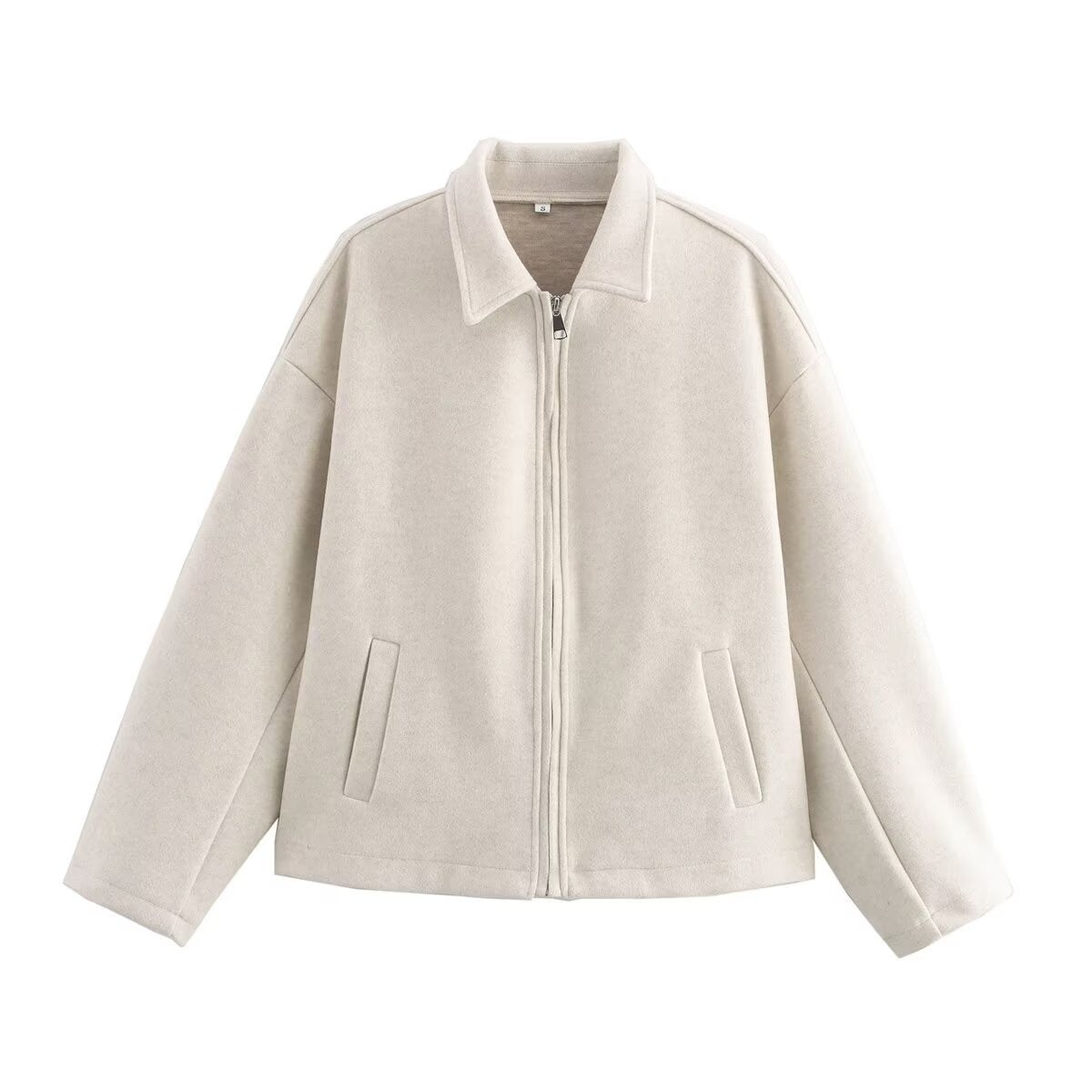 Women's Fashion Three-color Solid Color Wide Zipper Coats