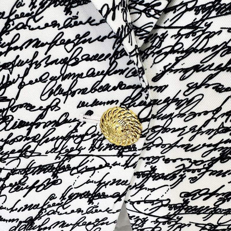 Fashion English Letter Print One Button Small Suit