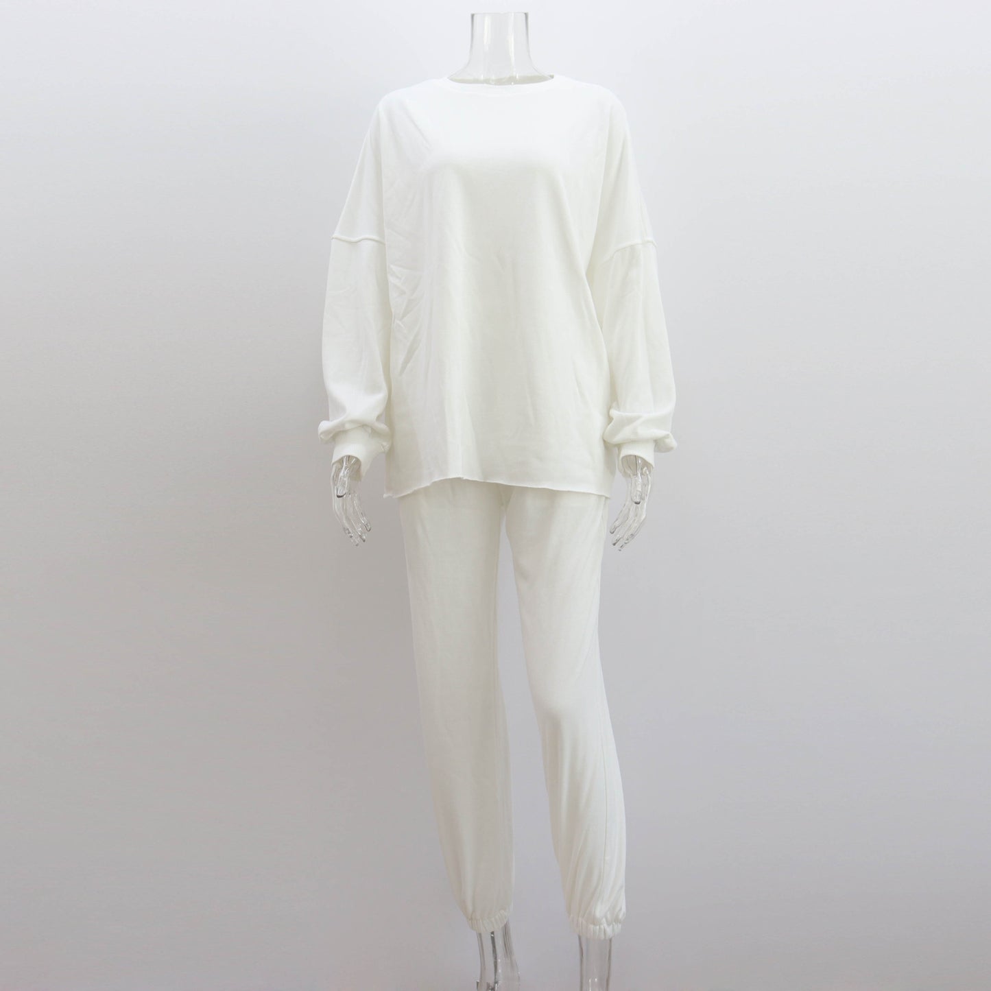 Women's Long-sleeved Crew Neck Pullover Sweatshirt Two-piece Suits