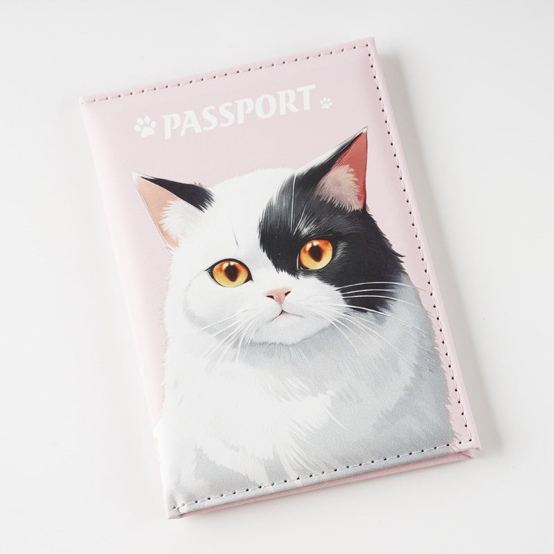 Kitten Puppy Color Printing Passport Cover Document Card Holder
