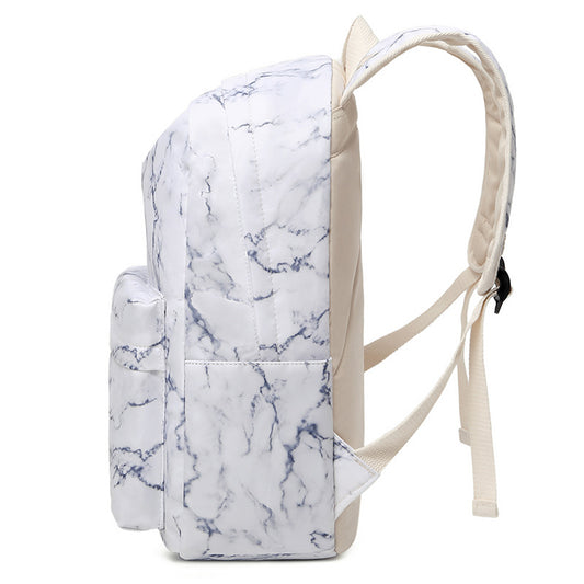 Women's Marbling Three-piece Large Capacity Waterproof For Backpacks