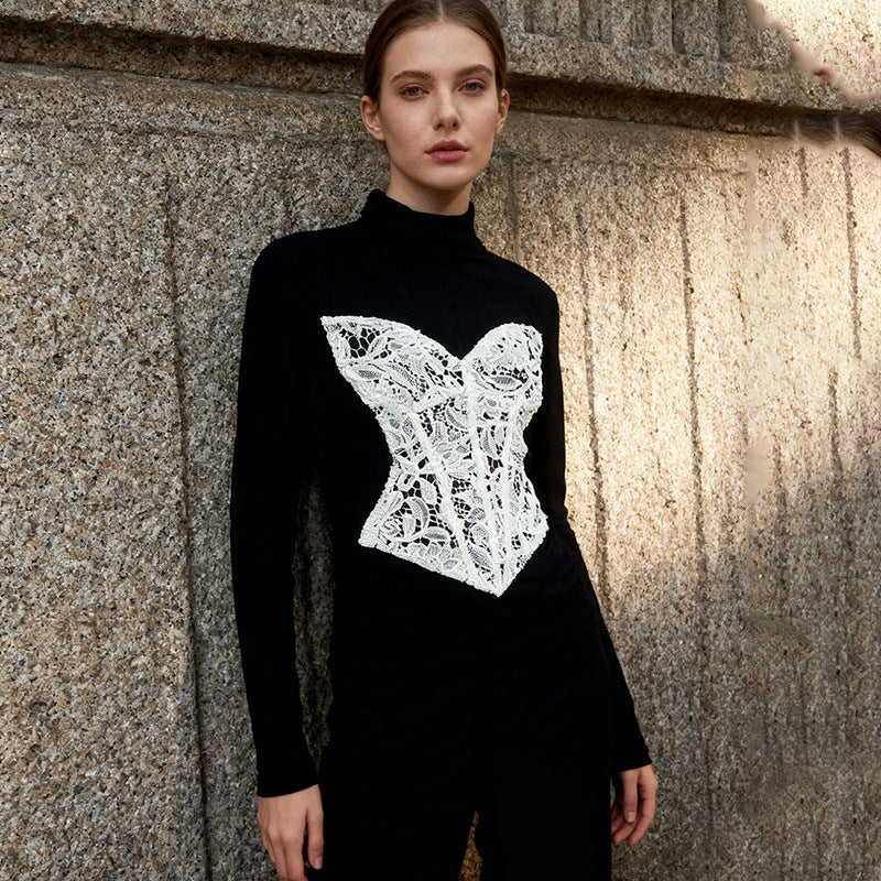 Women's Lace Collage Autumn High Sense Slim Fit Blouses