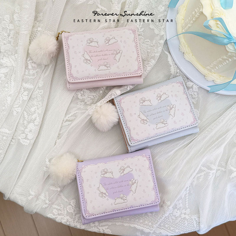 Korean Dream Three-fold Little Bunny Document Cute Ladies Wallets