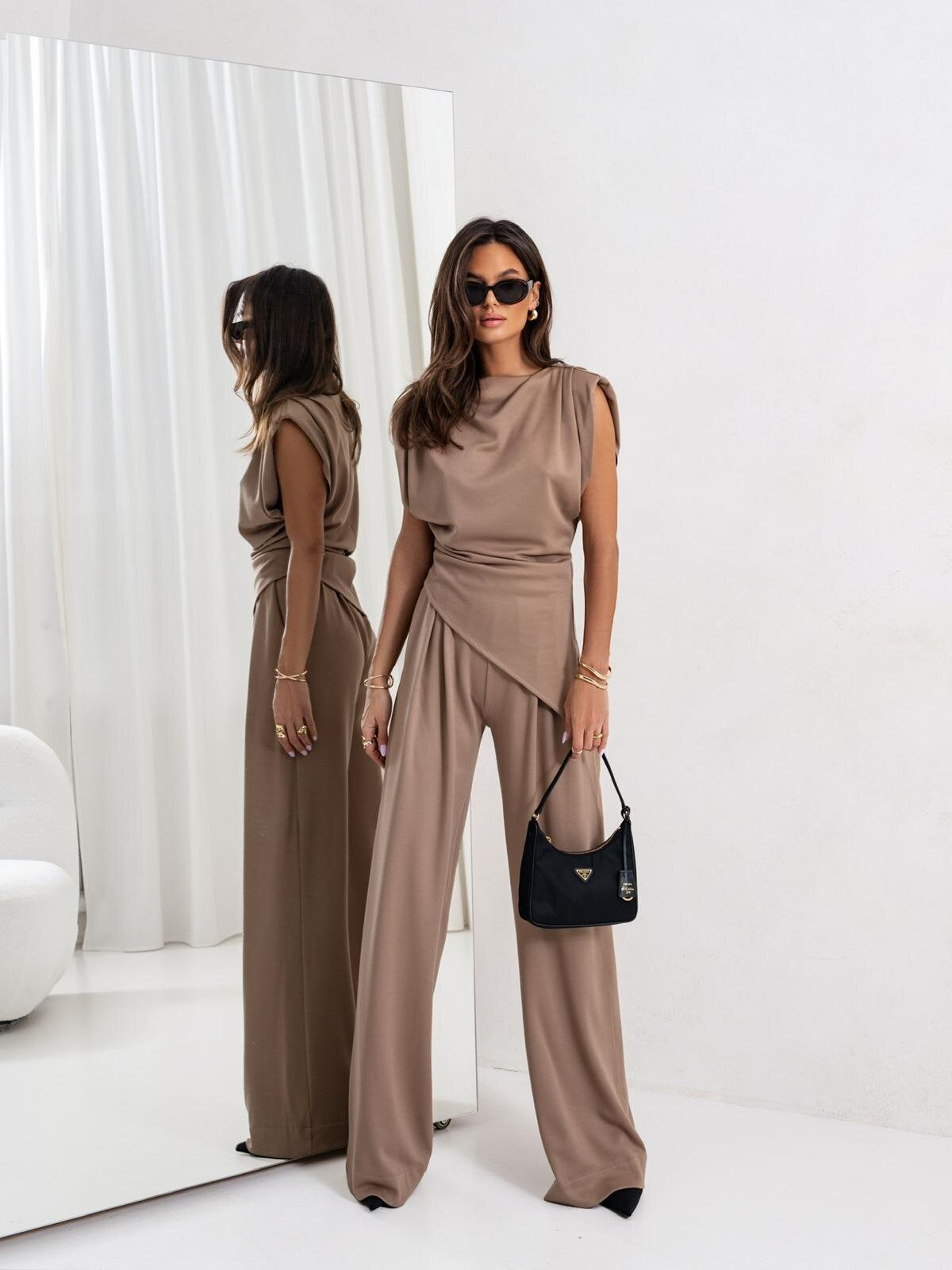 Women's Solid Color Irregular Wide Leg Sleeve Suits