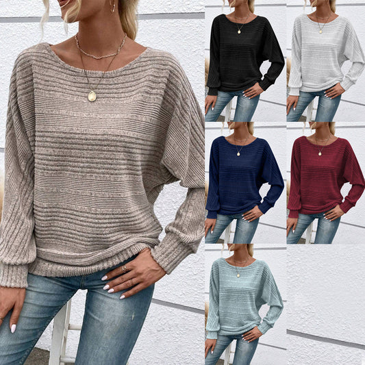 Women's Comfort Casual Solid Color Long Sleeve Round Neck Splicing Pullover Women's T-shirt