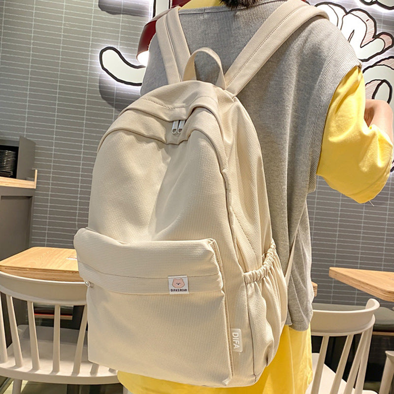 Soft Solid Color Large Capacity Female Backpacks
