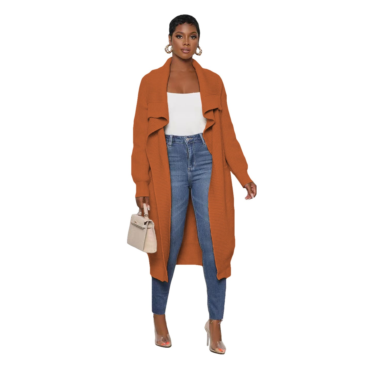 Women's Casual Solid Color Long Knitted Sweaters