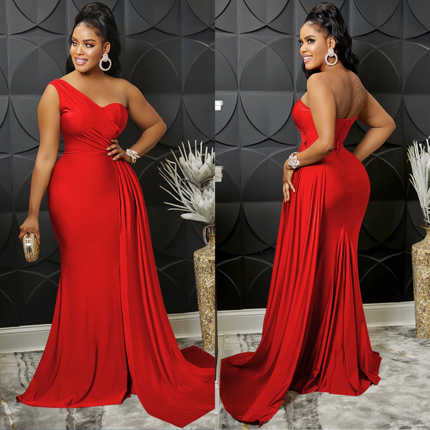 Women's Fashion Solid Color Party Tight Sleeve Dresses