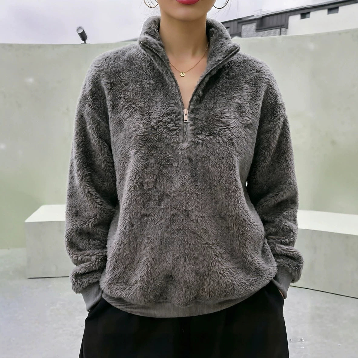 Women's Veet Fleece-lined Stand Collar Leisure Sweaters
