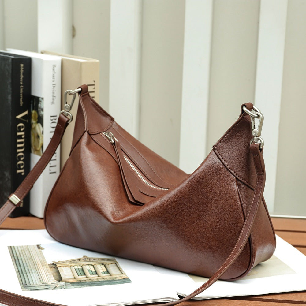 Women's Retro Crystal Vegetable Tanning Leather Genuine Bags