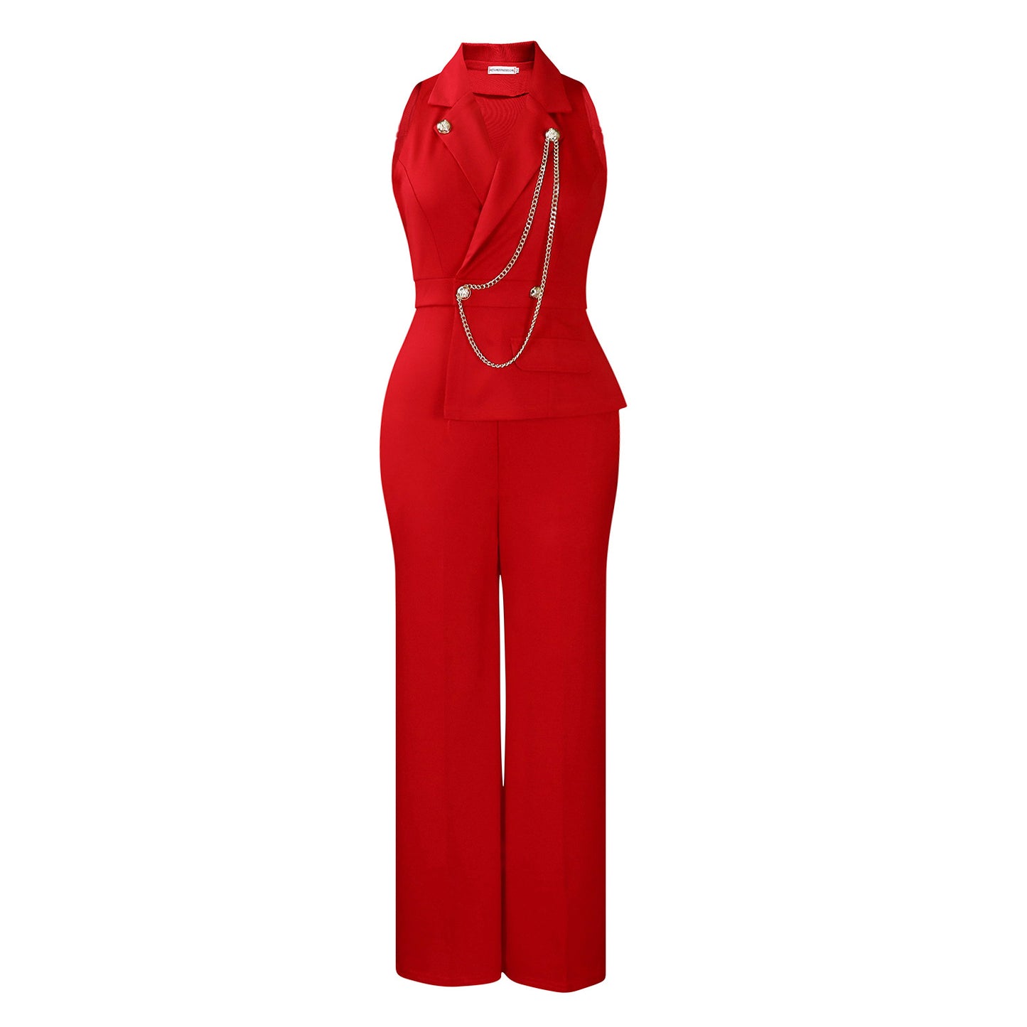 Women's Collar Sexy Fashion Chain Casual Wide Jumpsuits