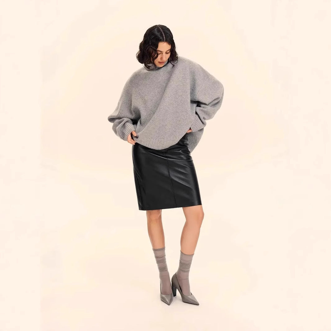 Women's Knitted Russian Loose Yellow Tall Collar Sweaters