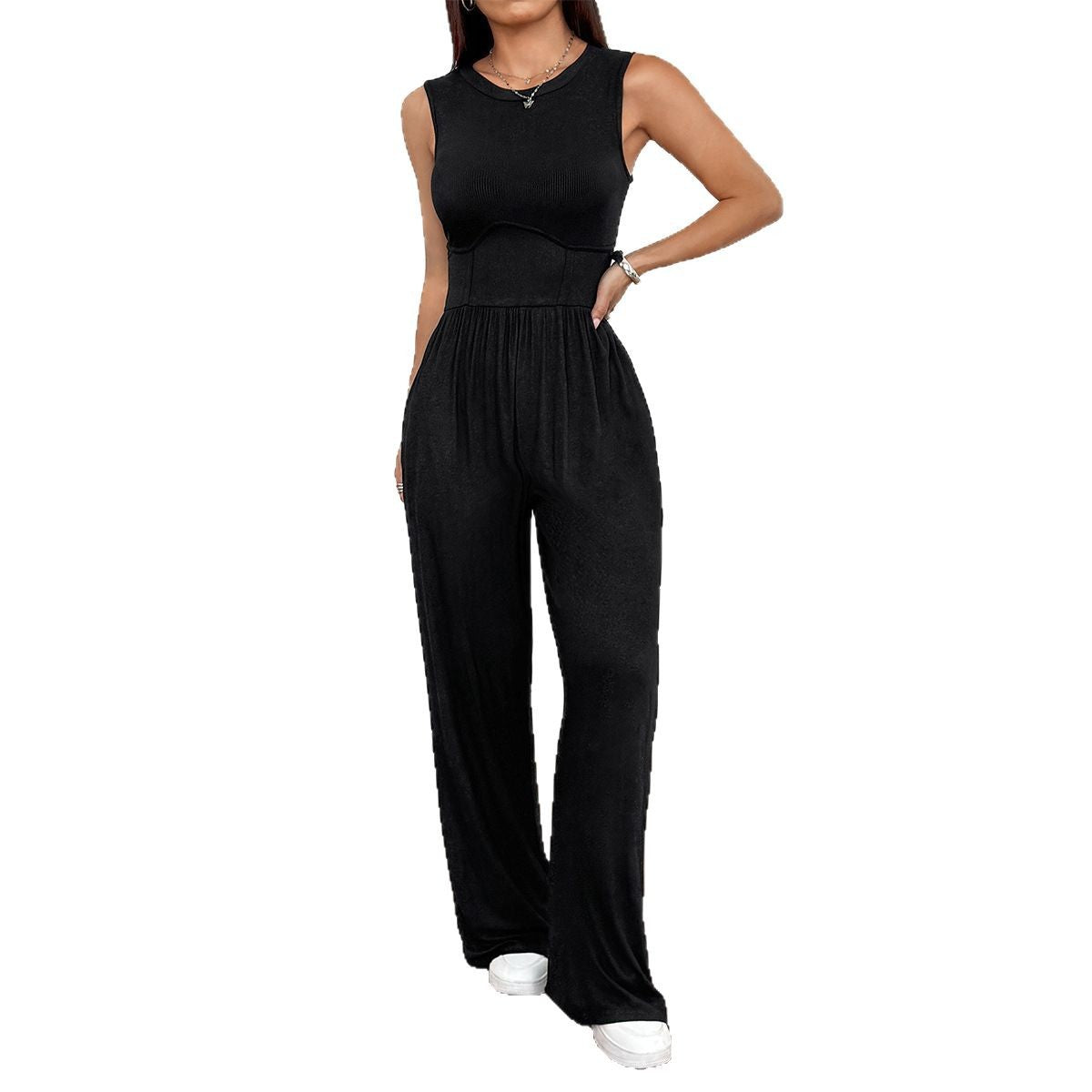 Women's Vacation Casual Style Waist Sleeveless Women's Jumpsuit/clothing